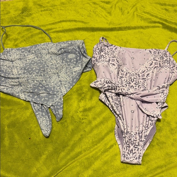 Lavender Bandana Party Sz Med Tube Top and L-XL One Piece - Picture 1 of 10